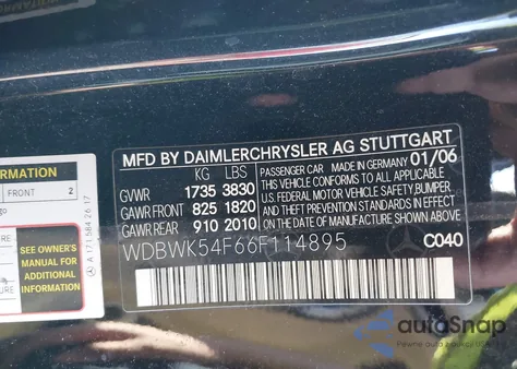 2006 Mercedes-Benz Slk 280 z USA, uszkodzony, nr VIN WDBWK54F66F114895